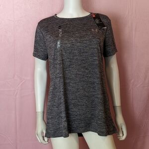 Under Armour HeatGear Gray Short Sleeve Workout Tee size Large